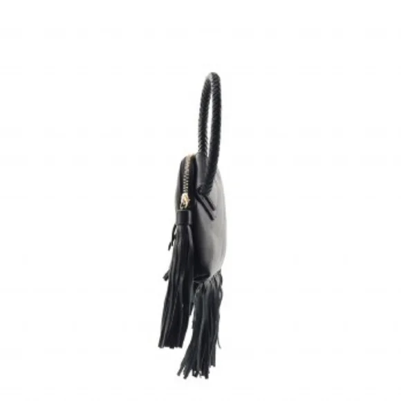 Black Wristlet Clutch Bag with Tassels- for Women - Vegan - Picture 2 of 4